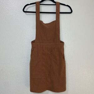 Lulus Brown Corduroy Pinafore Dress Mini Bib Skirtalls Overalls ress XS